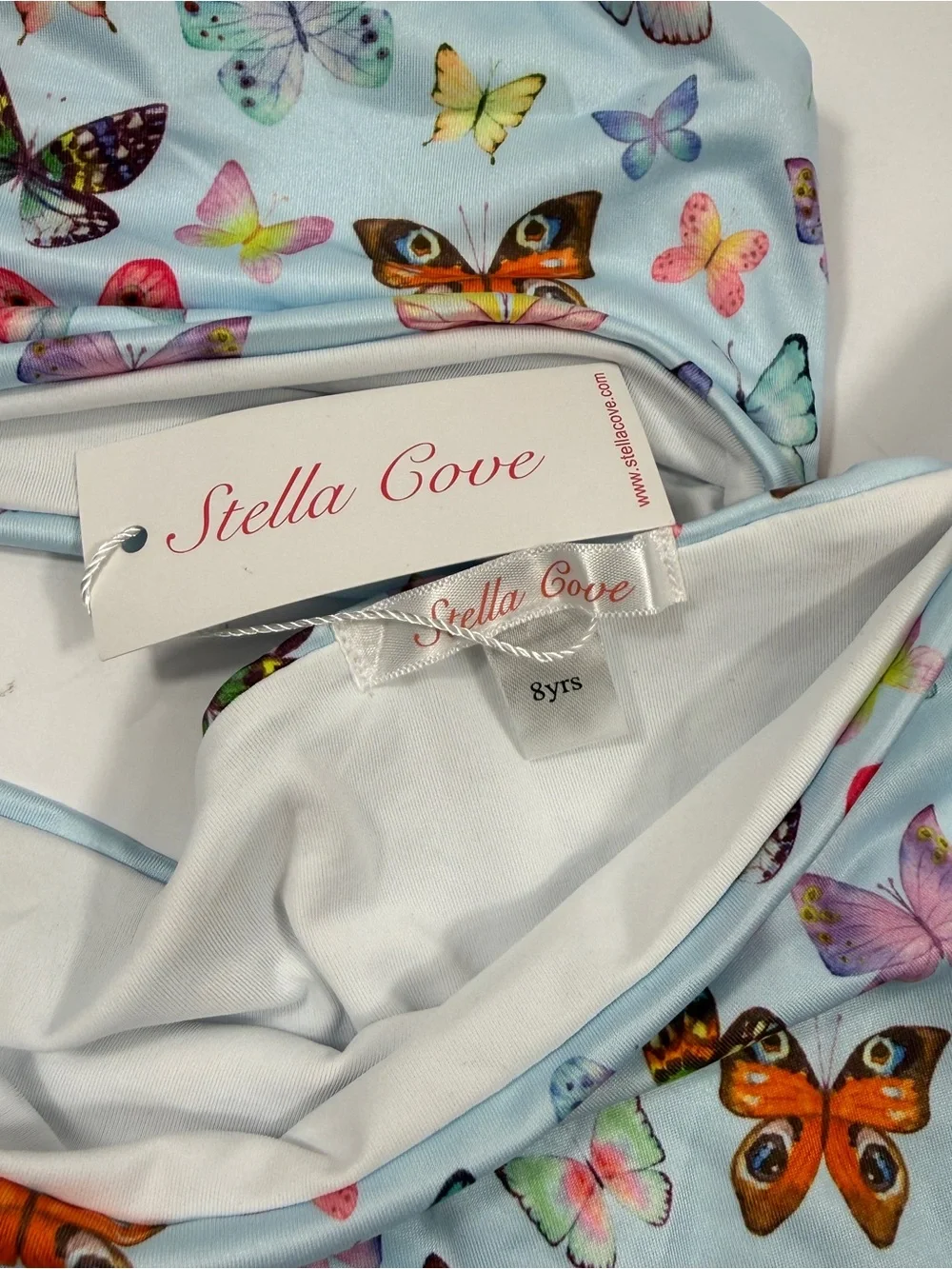 NWT Stella Cove 1000 Butterflies Blue Two Piece Swimsuit Girls 8yrs Beach